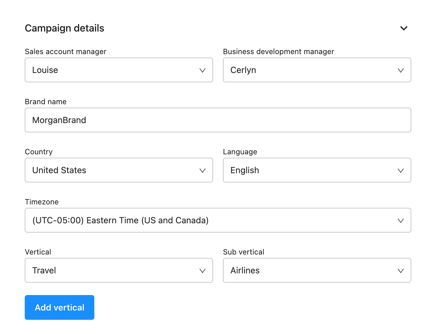 Create and engagement campaign details